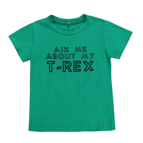 Letter Mask Boy Masked Funny Cartoon Dinosaur Cotton T-shirt - Image 4