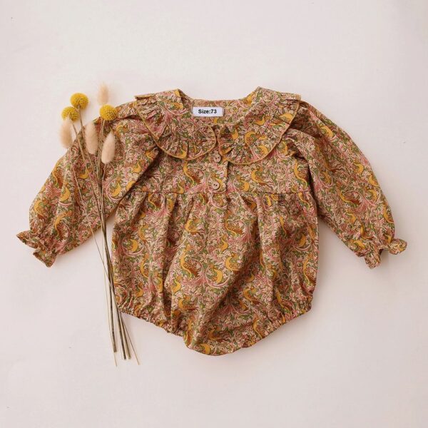 Linen Floral Baby Girl Jumpsuit - Image 3